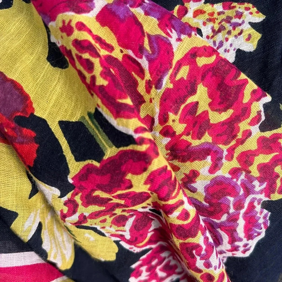 Soft Surroundings Black Maya Riviera Smocked Floral Tropical Vacation Maxi Dress - Picture 7 of 7